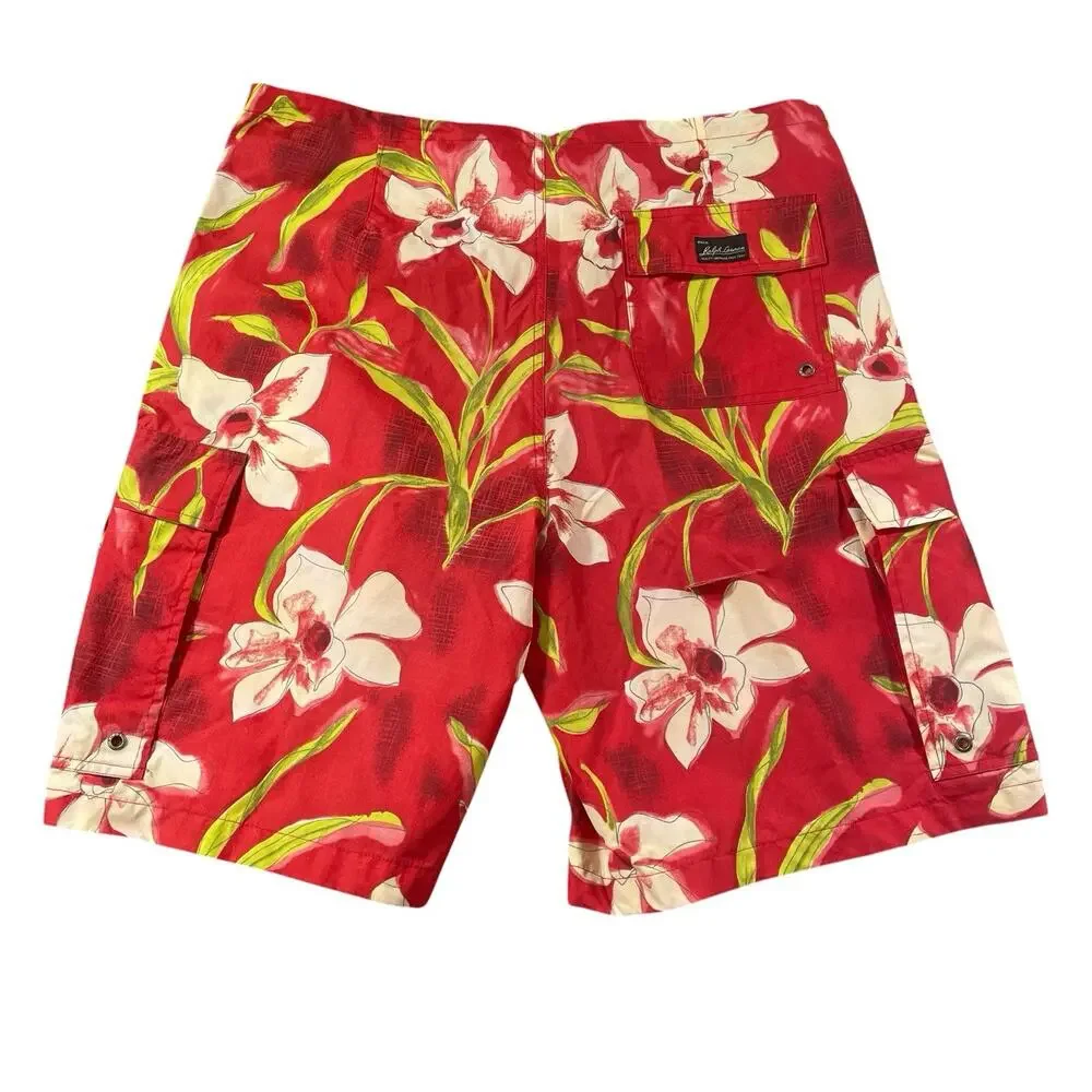 Vintage Polo Ralph Lauren Board Shorts Mens L Floral Y2K Swimsuit
